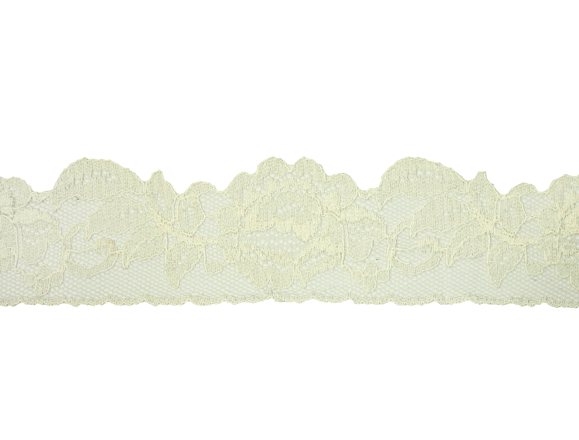 Vintage Lace Ivory Floral Scalloped Edge 2" Wide - One Piece 1 Yard 28" Length