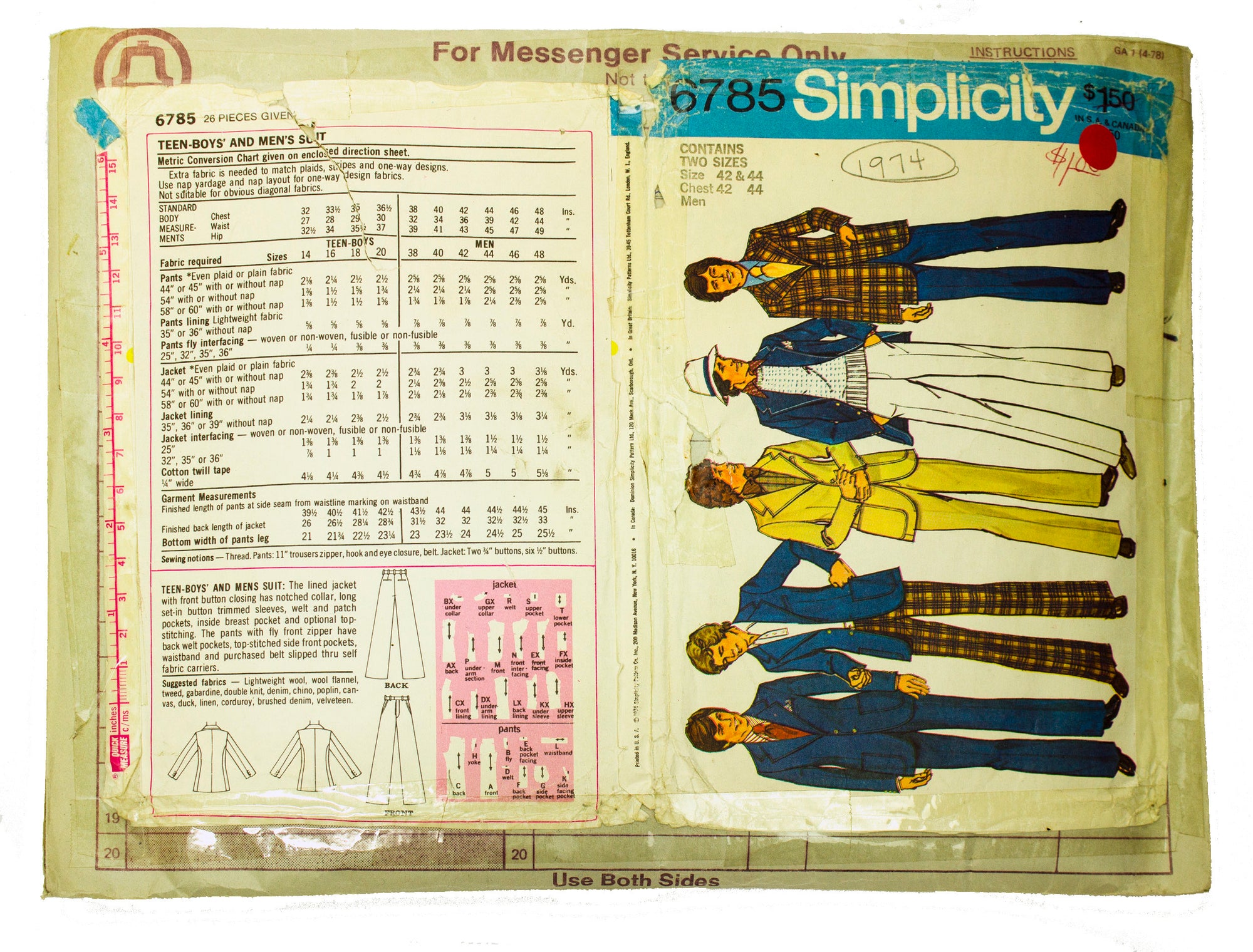 Simplicity 6785 Men's Suit - Sizes 42 & 44