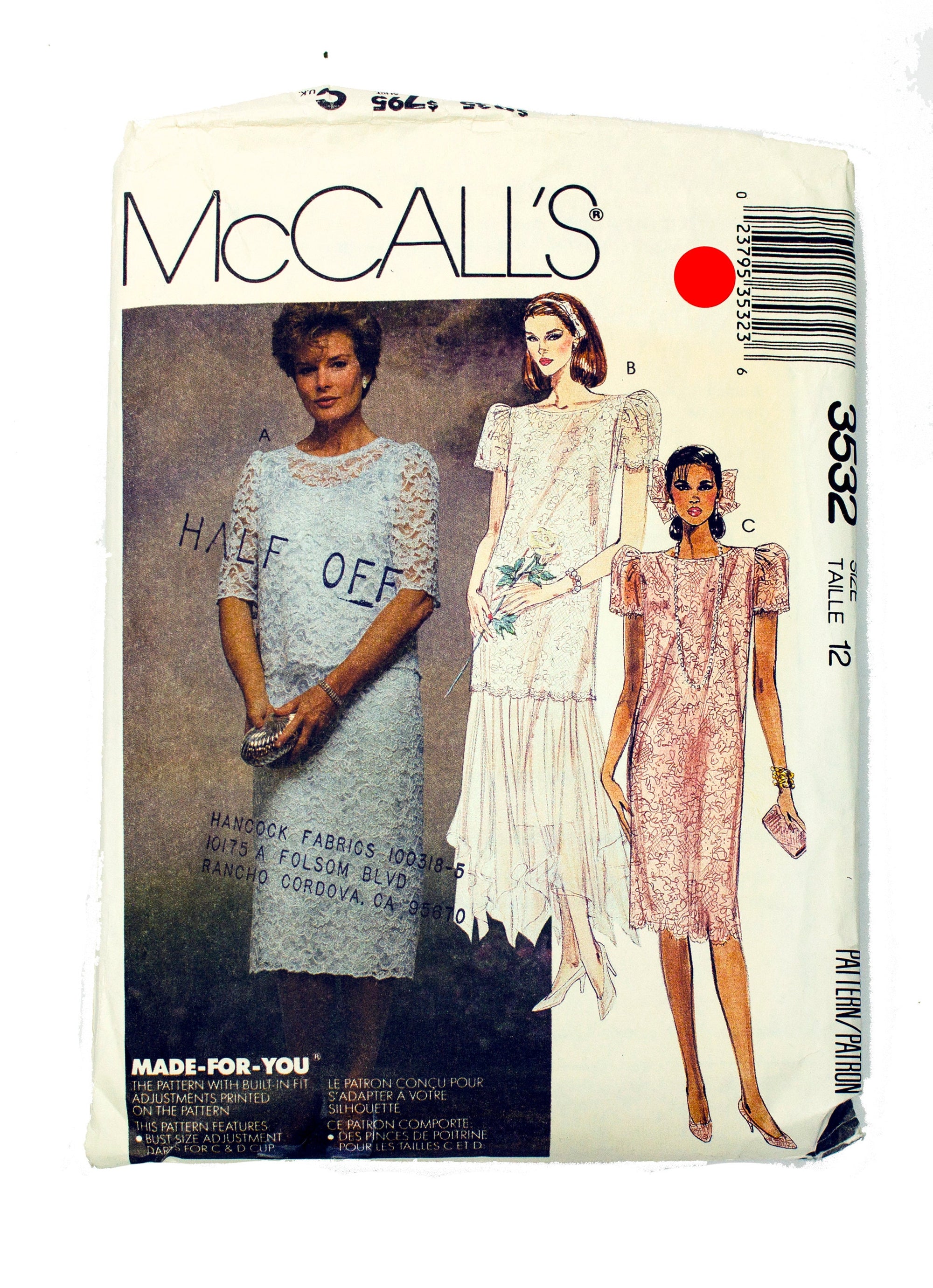 McCall's 3532 Women's Lined Dress with Top, Tunic and Skirt - Size 12