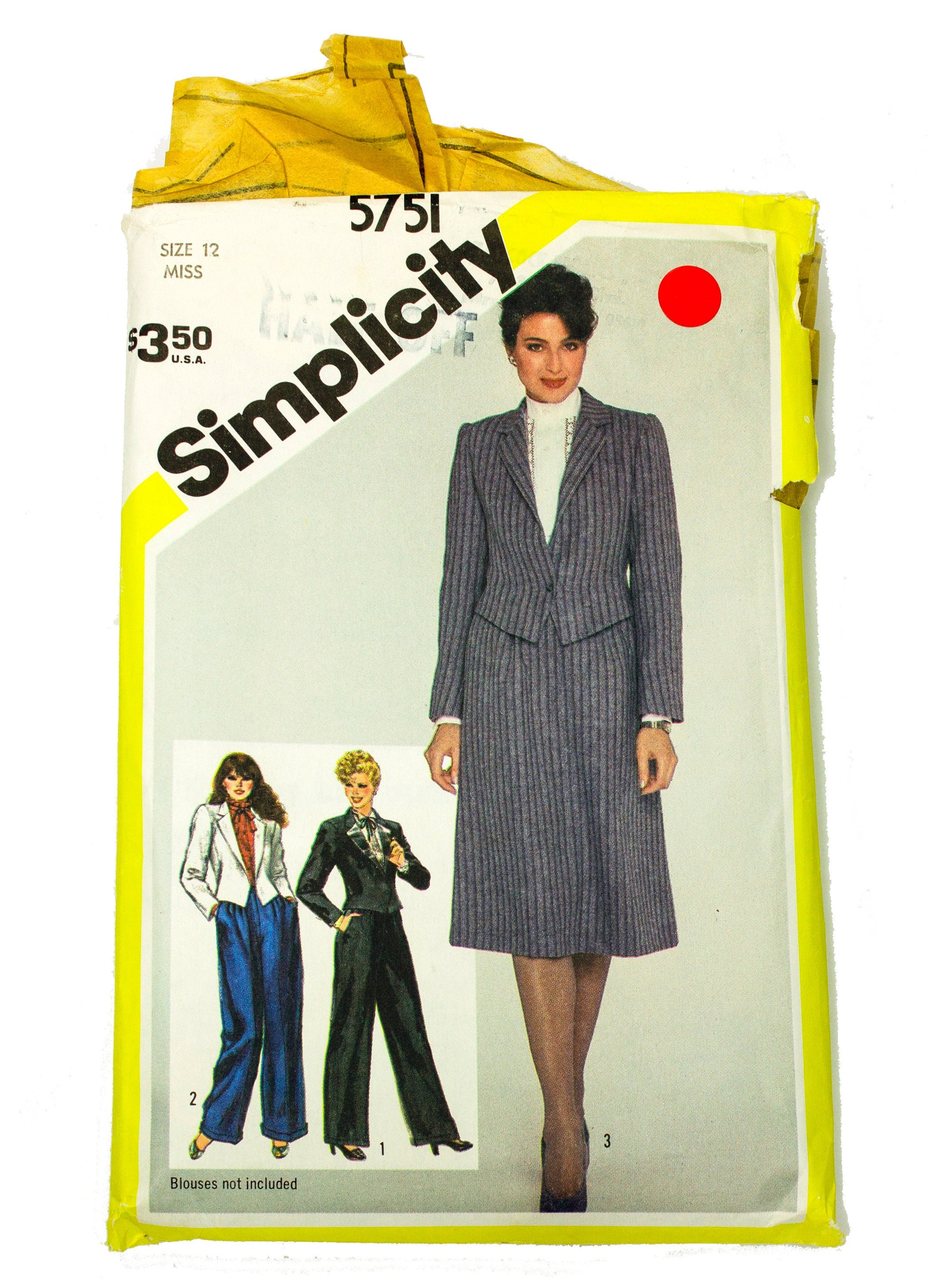 Simplicity 5751 Women's Pleated Pants and Lined Spencer Jacket - Size 12