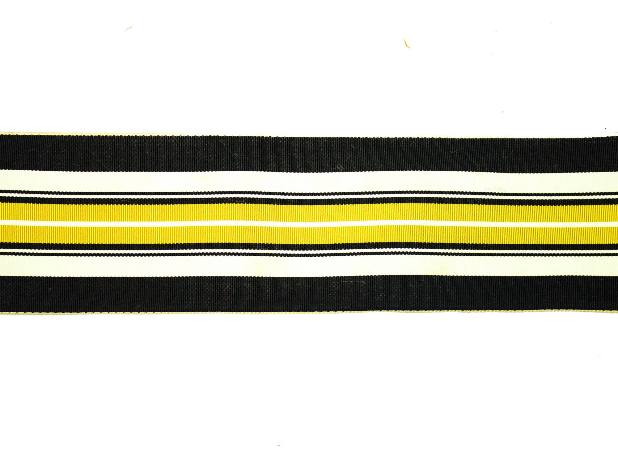 Vintage Ribbon Black, White and Gold Stripes 3" Wide - Sold by the Yard