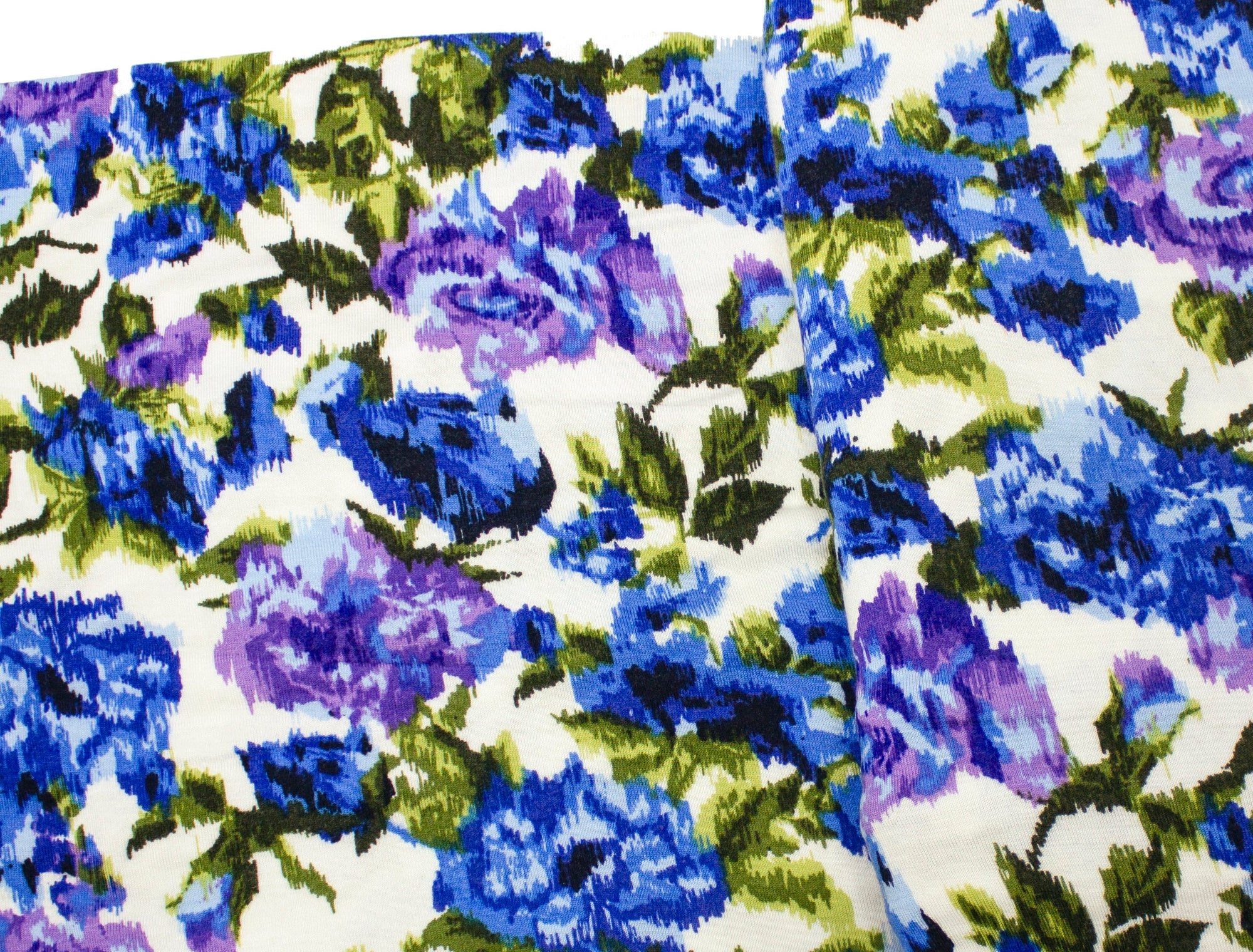 Vintage Fabric Blue/Purple Floral Stretch Print - Measures 69" x 56"