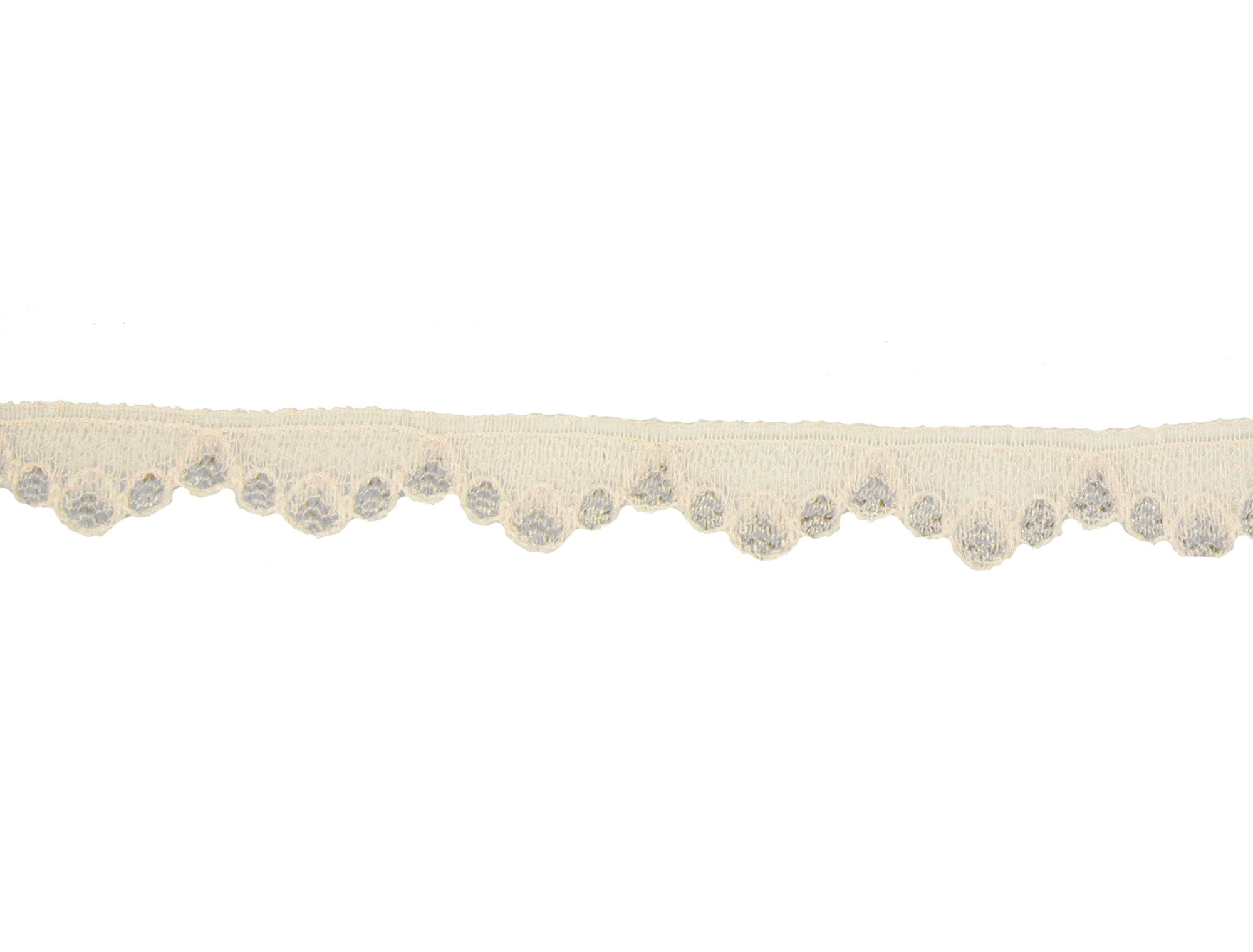 Vintage Lace Pale Pink Dot Pattern with Scalloped Edge Measures  1/2" Wide - One Piece 6 3/4" Yards Length