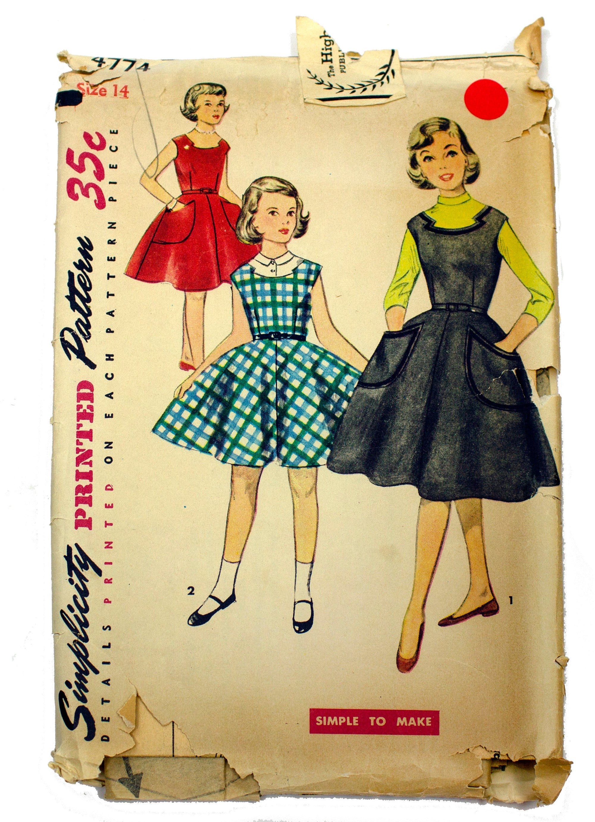 Simplicity 4774 Children's Vintage Dress and Jumper - Size 14