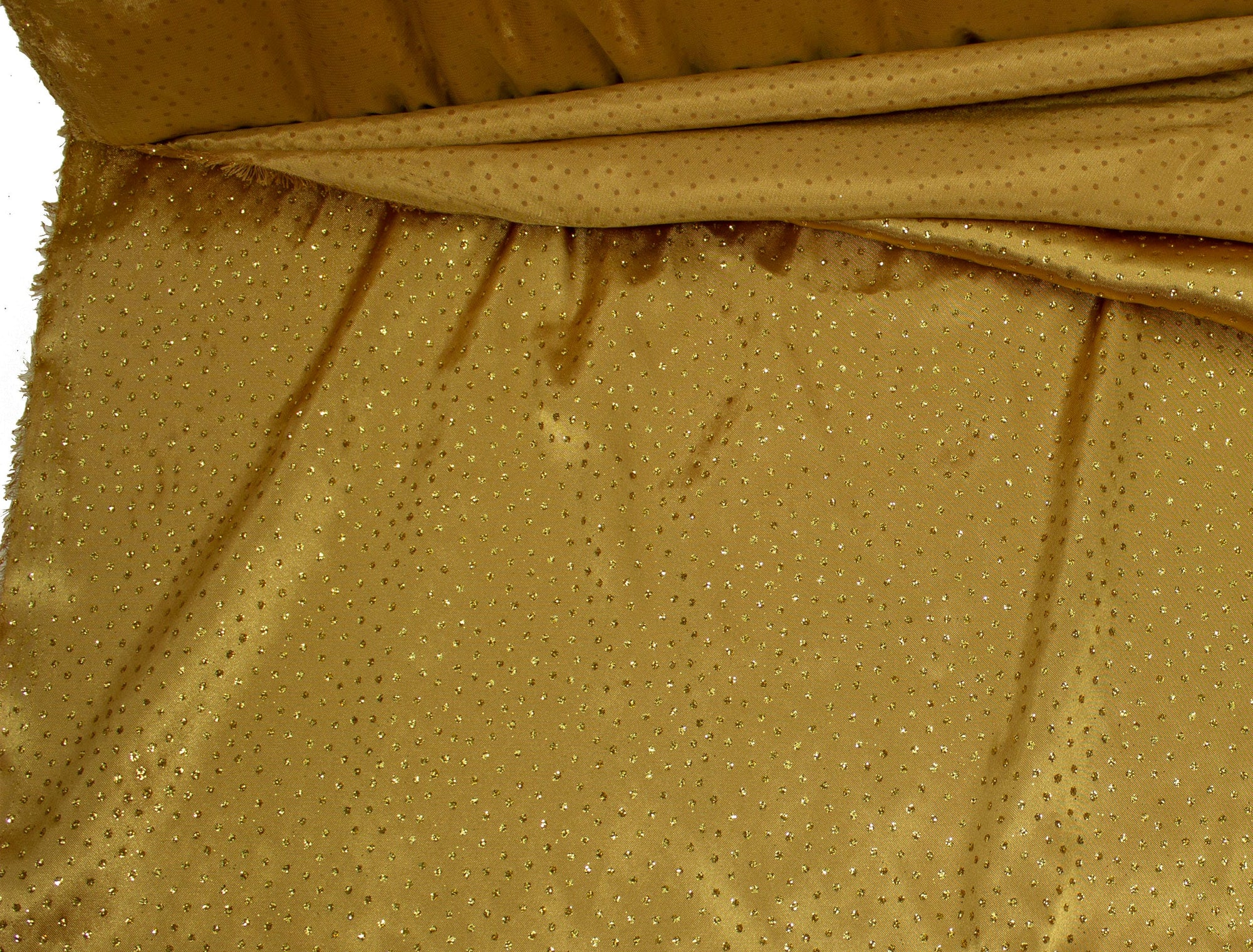 Vintage Fabric Gold Satin Glitter Dots 55" Wide - Sold by the Yard