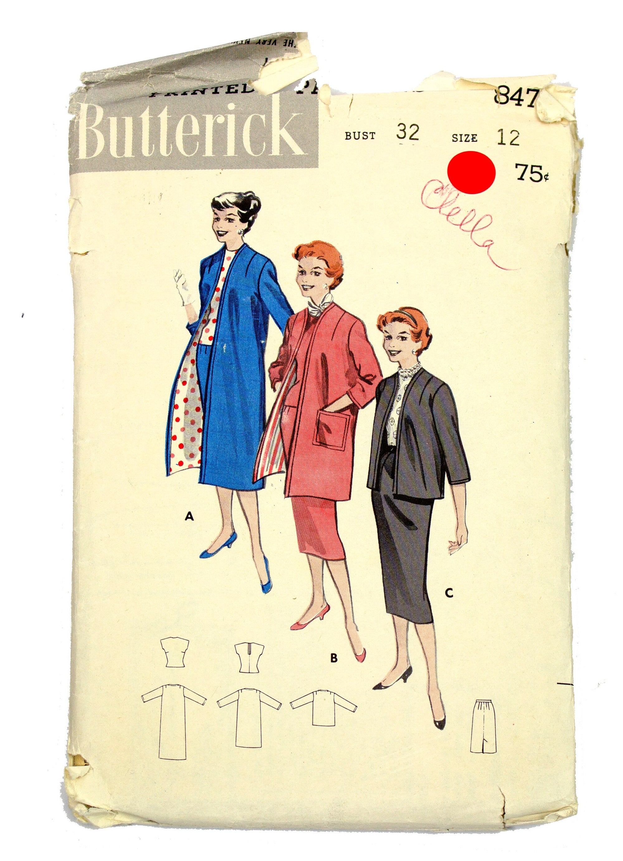 Butterick 847 Women's Coordinated Separates Three Outfits - Size 12 Bust 32
