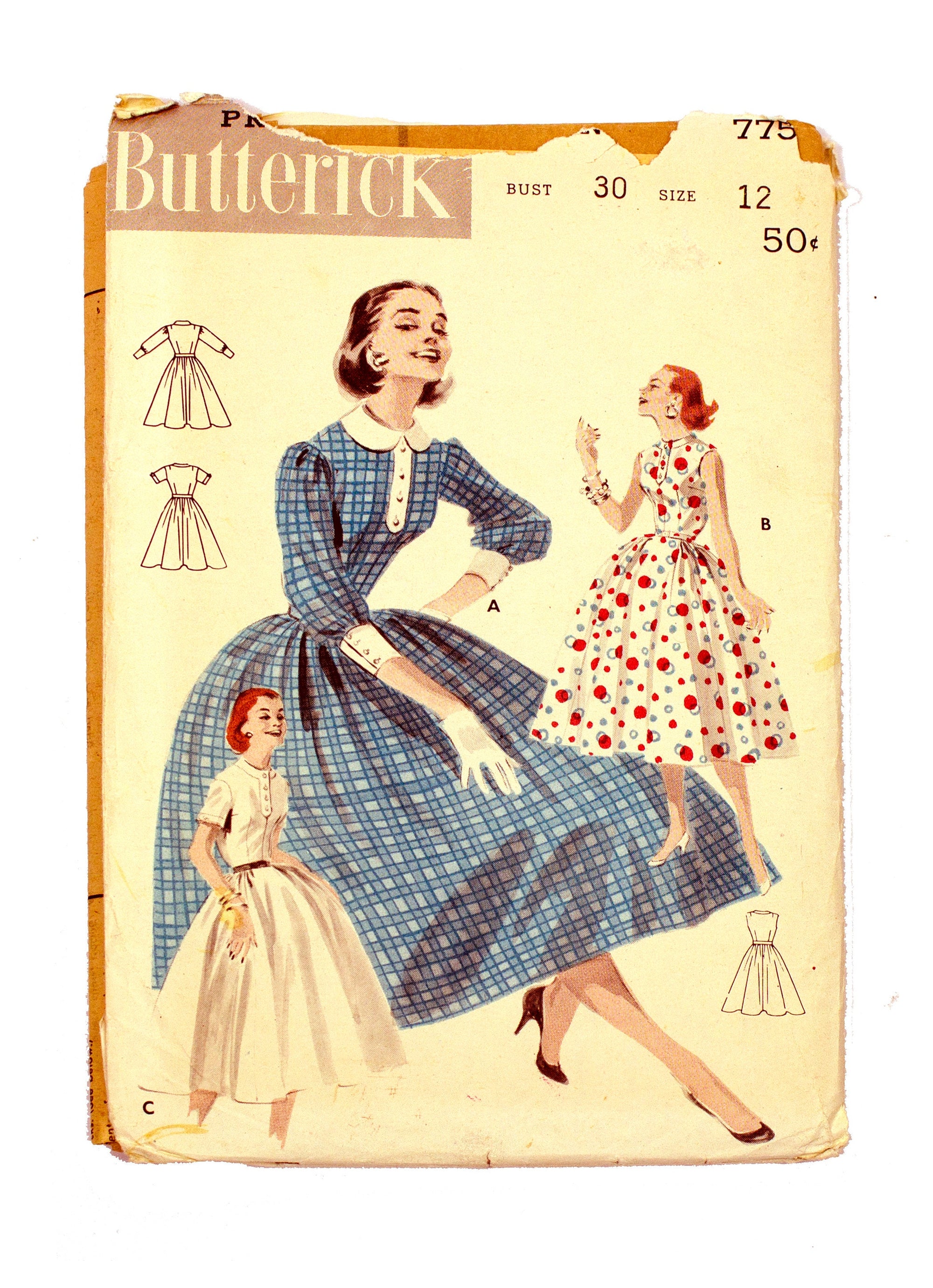 Butterick 7752 Women's Dress with Bouffant Skirt - Size 12 Bust 30