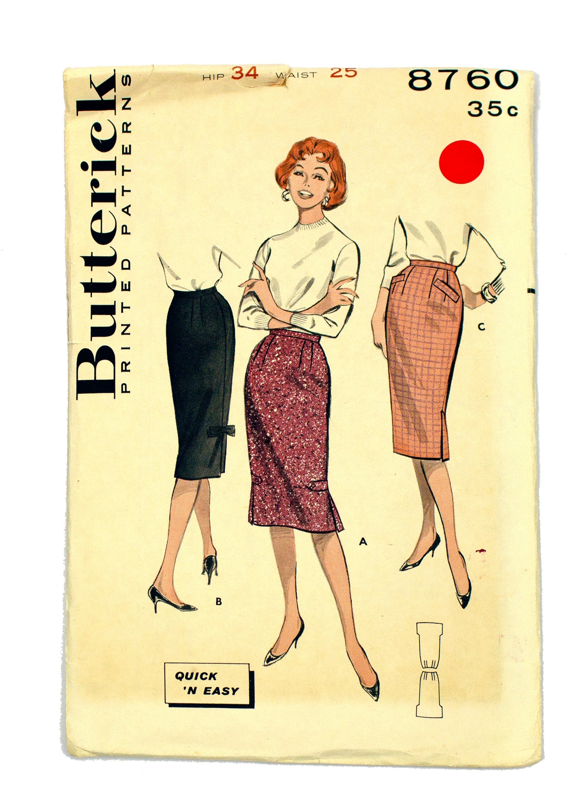 Butterick 8760 Women's Skirt - Hip 34 Waist 25