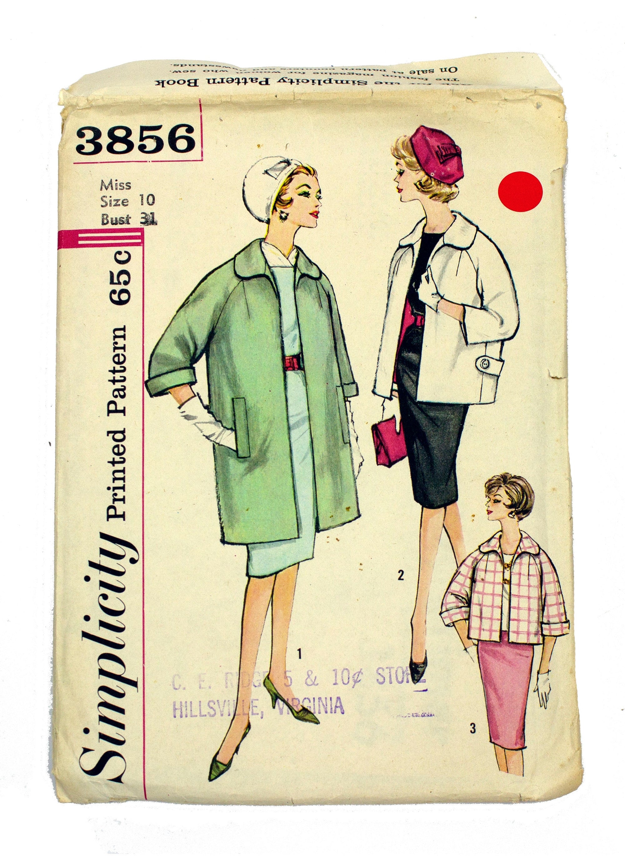 Simplicity 3856 Women's Jacket in Three Lengths - Size 10 Bust 31