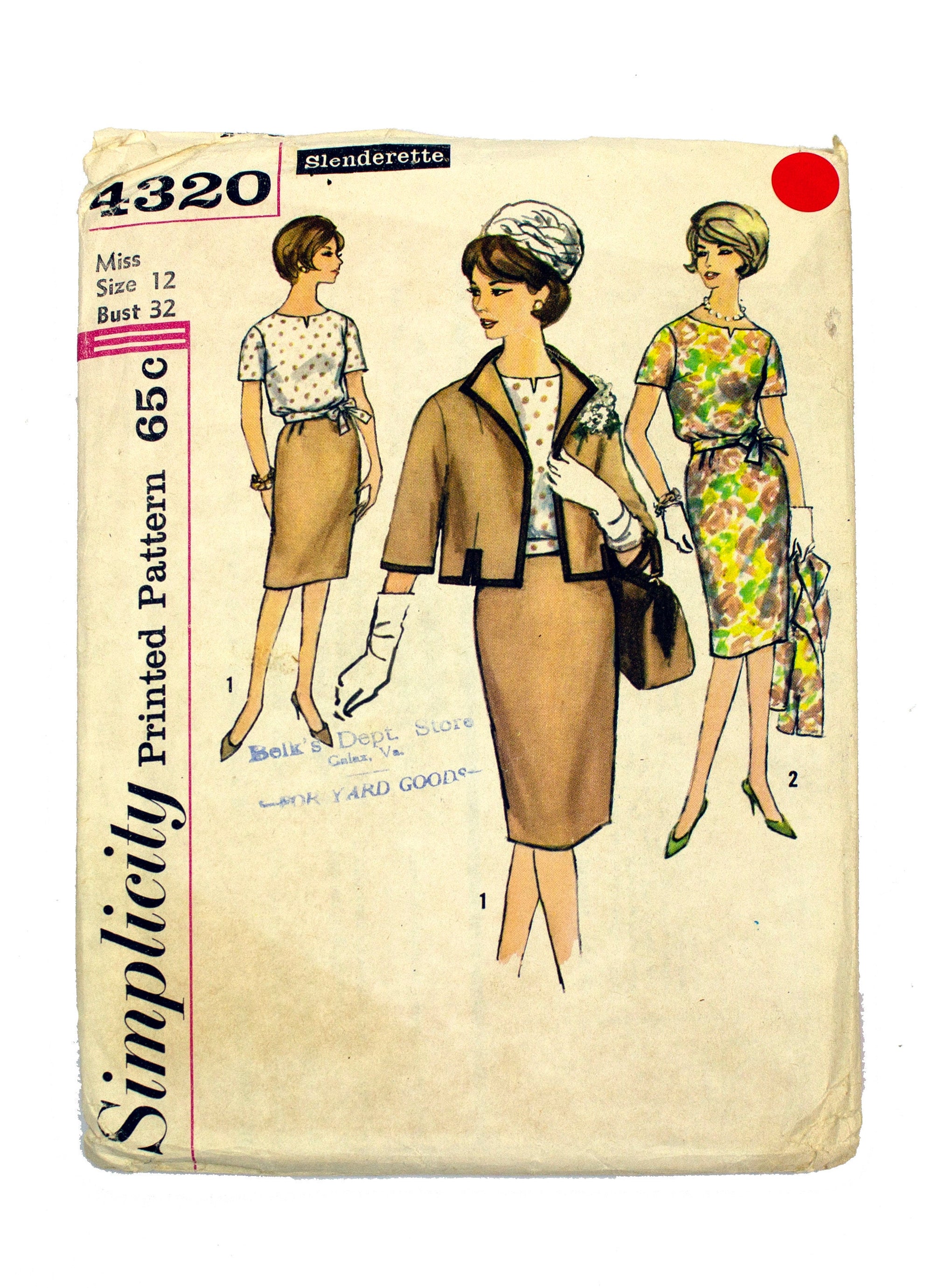 Simplicity 4320 Women's Skirt, Blouse and Jacket - Size 12 Bust 32