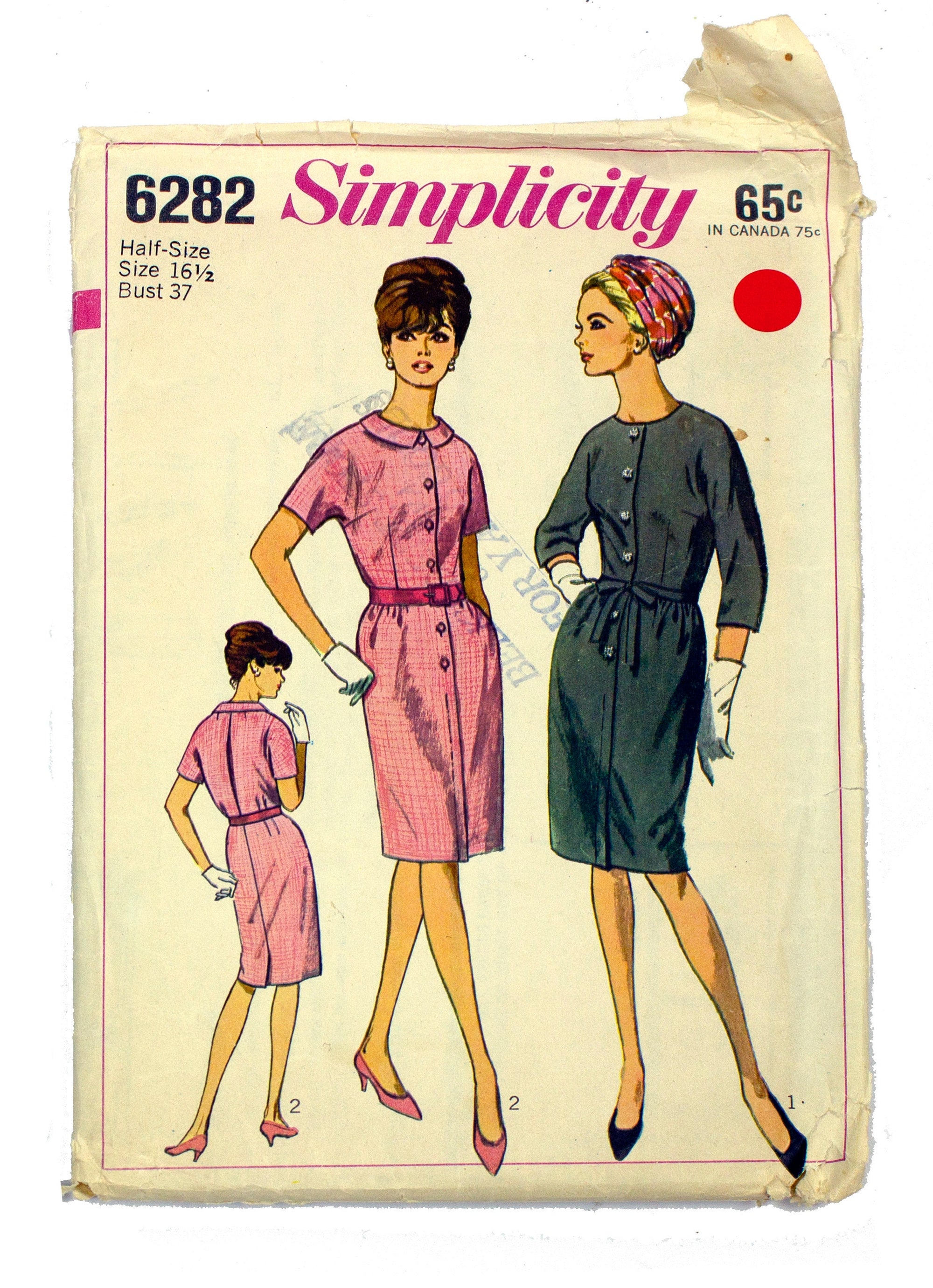 Simplicity 6282 Women's Step In Dress - Size 16 1/2 Bust 37