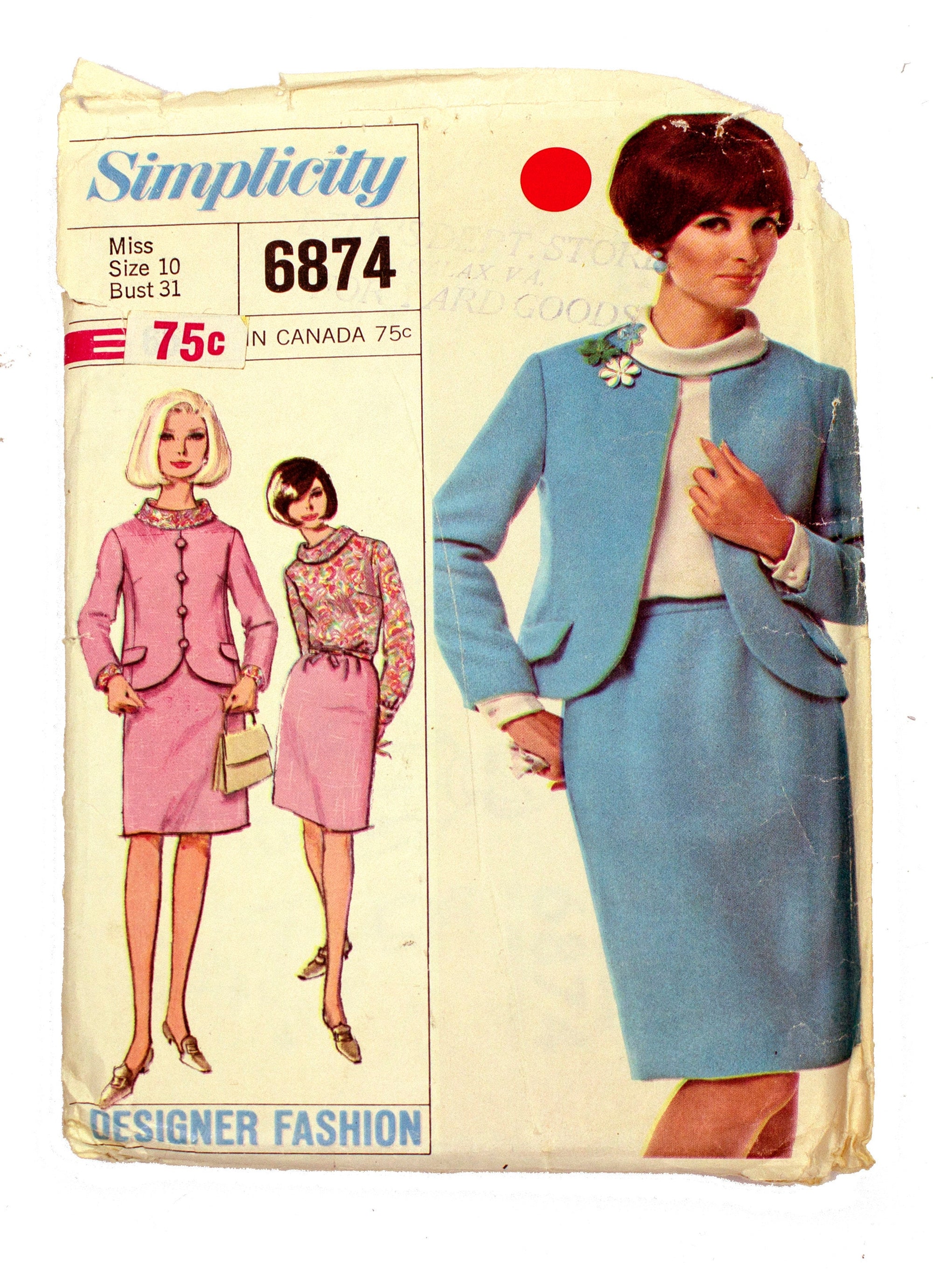 Simplicity 6874 Women's Suit and Blouse - Size 10 Bust 31