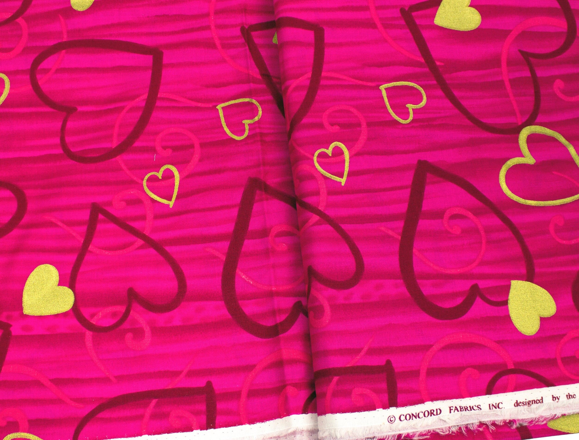 Vintage Fabric Cotton Print Pink with Hearts - Measures 45" Sold by the Yard