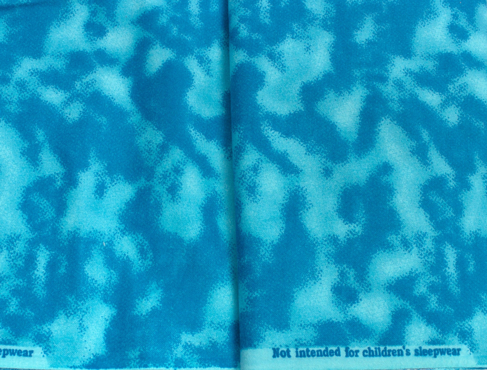 Vintage Fabric Cotton Flannel Aqua Blue Camo - Measures 43" x 44"