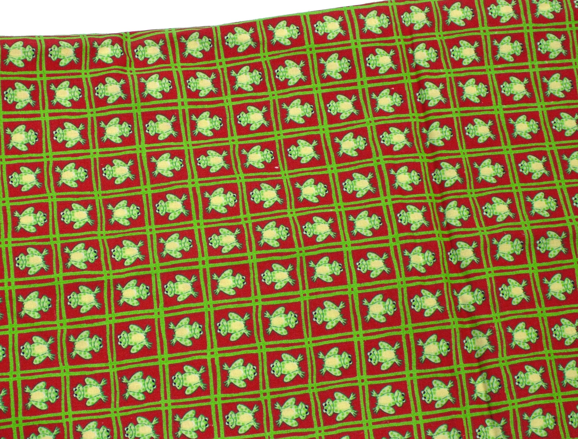Vintage Fabric Oakhurst Textiles Plaid Frog Cotton Print - Measures 44" x 39"