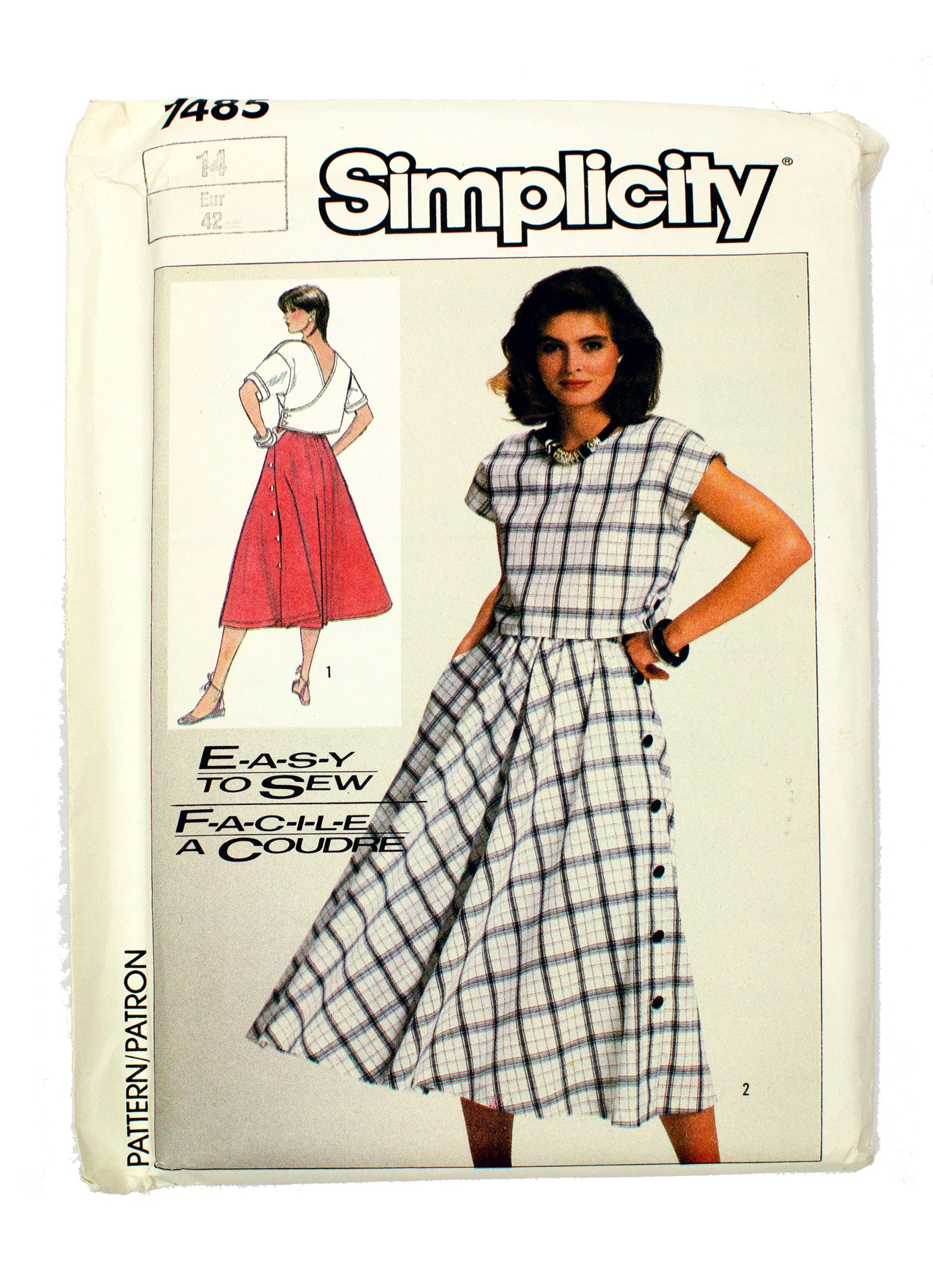 Simplicity 7485 Top and Skirt Uncut - Size 14