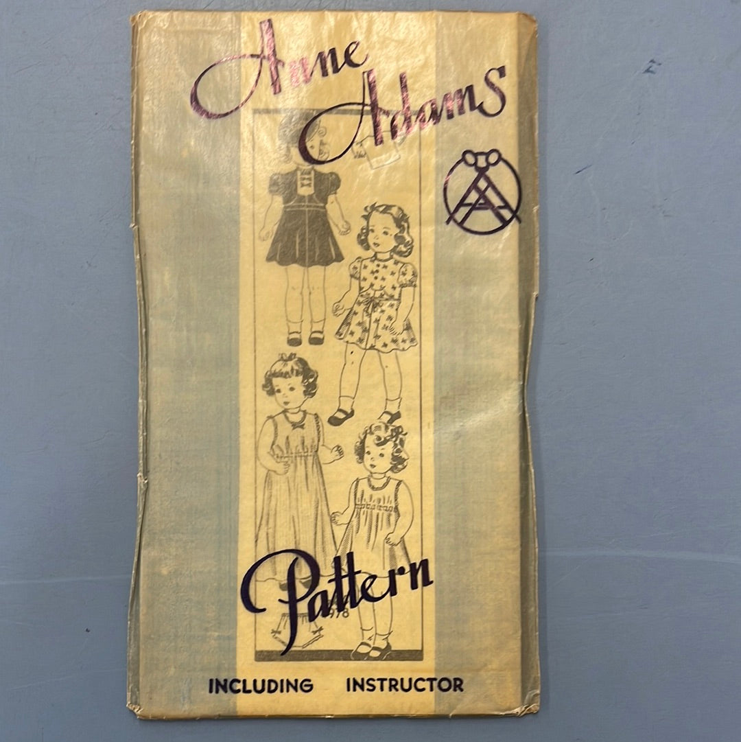 Anne Adams 4978 Doll Clothing Pattern in Original Envelope