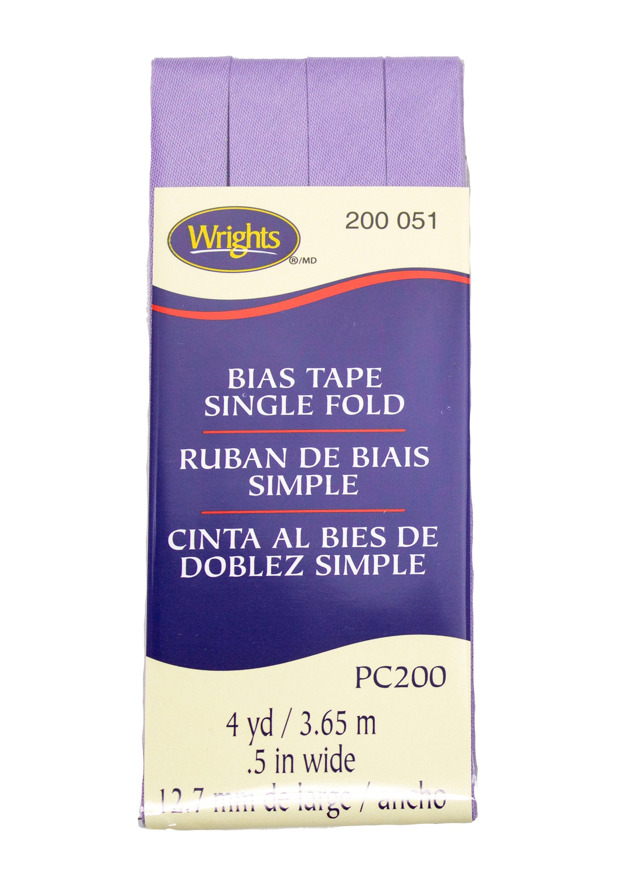 Wrights Cotton Bias Tape Single Fold .5 Wide 4 Yards - Humboldt  Haberdashery