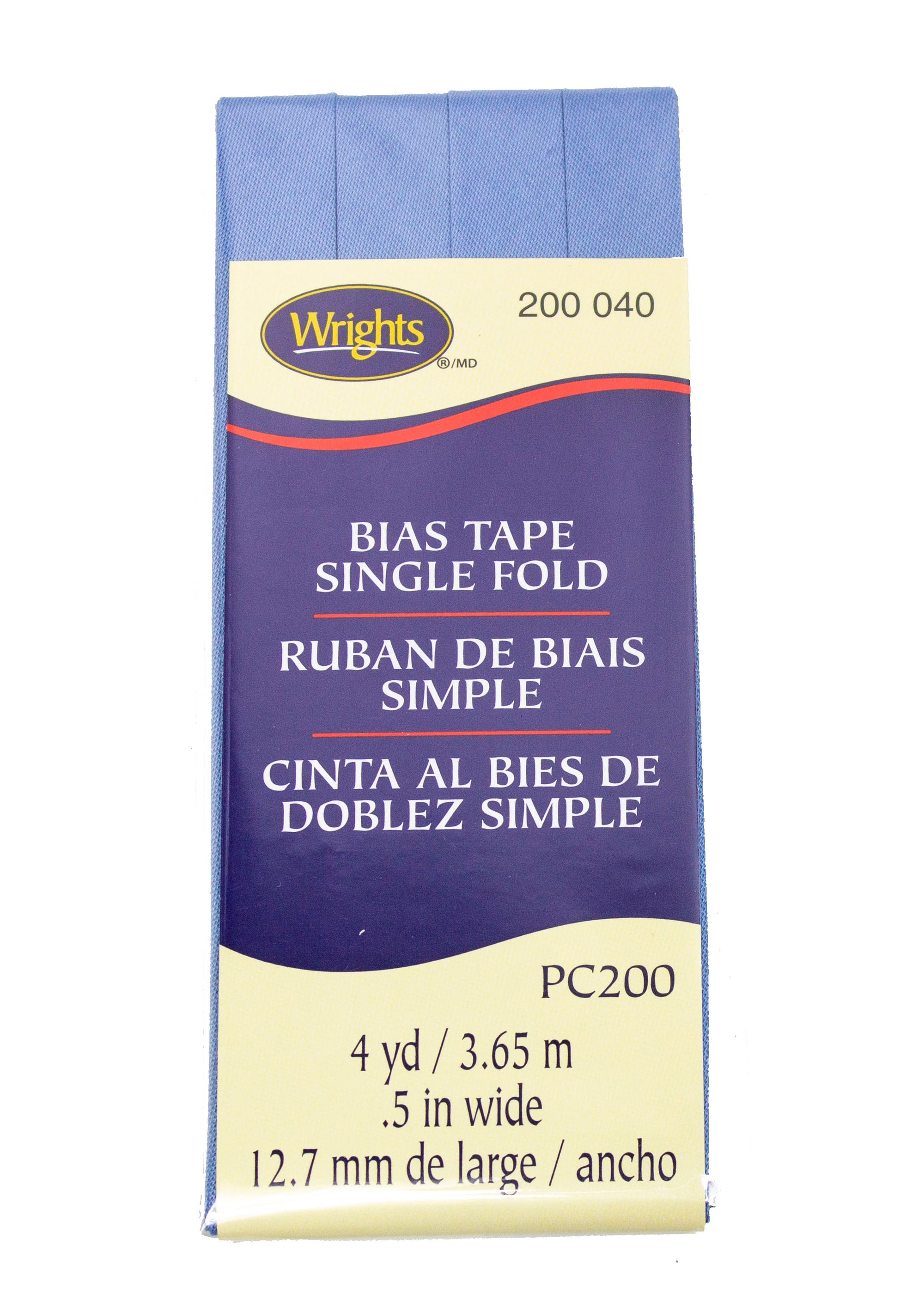 Wrights Cotton Bias Tape Single Fold .5" Wide 4 Yards