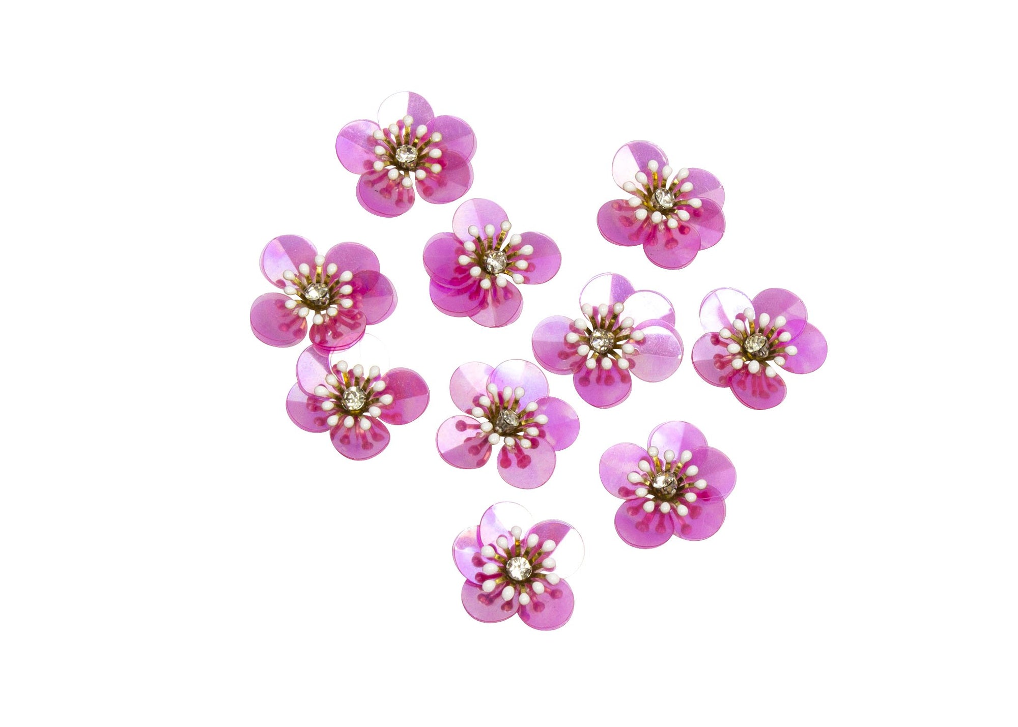 Lt. Pink Iris Small Sequin Flower Beading Applique - 100PC